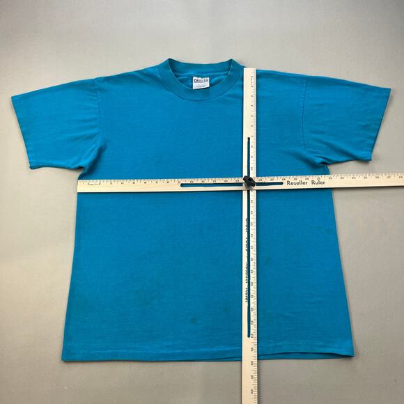 Vintage Blue T-Shirt Adult Small Oneita Blank Single Stitch Basic Made USA 90s - Picture 10 of 13